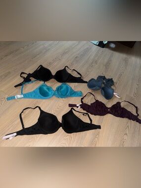 Victoria's Secret Black, Teal, Plum, Slate Bra Mix